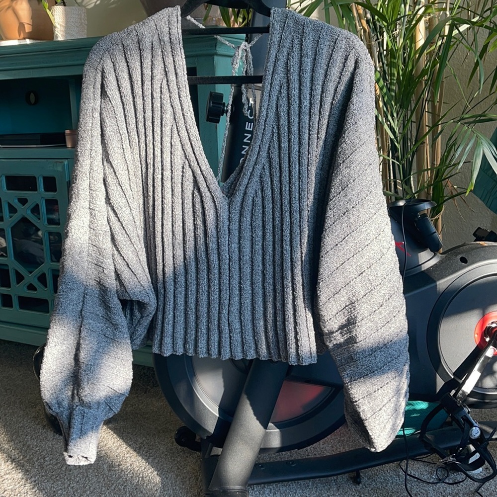 Free people oversized open back sweater S